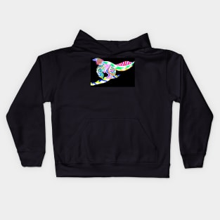 wing fossil dinosaur bird in ecopop zentangle of rainbow Kids Hoodie